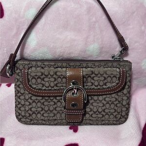 Coach Brown Signature Wristlet